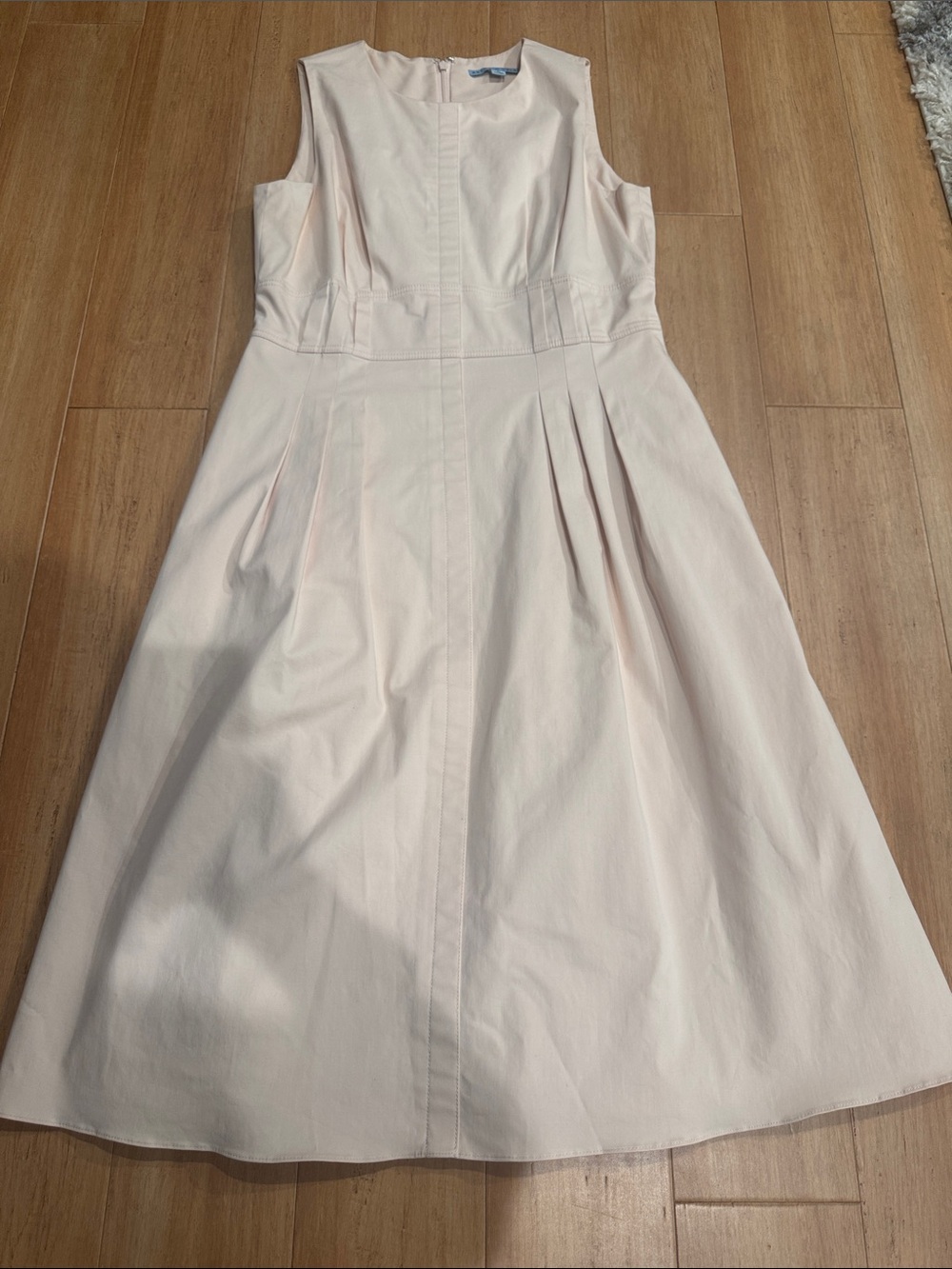 ANTONIO MELANI Pale Pink Sleeveless Pleated A-Line Dress